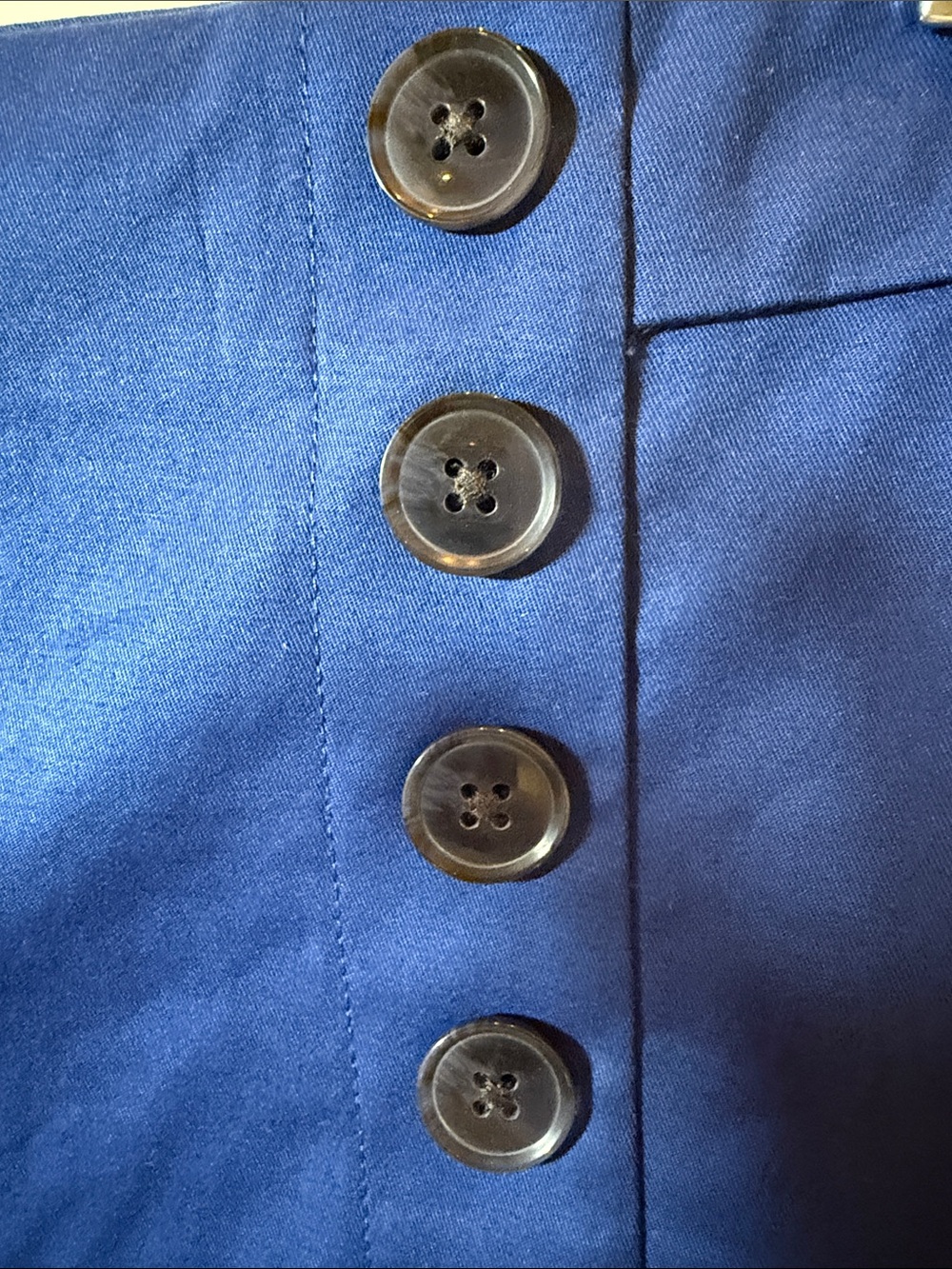 Ann Taylor Factory Royal Blue High-Rise Button Front Shorts - Picture 2 of 5